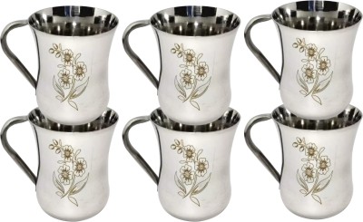 Shivaya Pack of 6 Stainless Steel Stainless Steel Tea/Coffee and Milk Cup Set of 6 (Silver Cup Set 150Ml)(Silver, Cup Set)