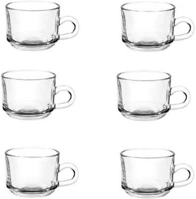 Joy2u Pack of 6 Glass Pack of 6 Bone China Gold, Stylish Printed Premium for Home/Office/Gifts, 180 ML(Clear, Cup Set)