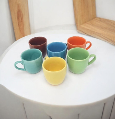 TrulyCeramics Pack of 6 Ceramic Multiuse Dinning cups pack of 6 ceramic 51(Multicolor, Cup Set)
