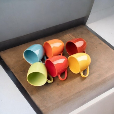 OriginalCeramics Pack of 6 Ceramic 202 Ceramic Mat/Glossy Finish Tea and Coffee Cups with 150 ml Set of 6 Pcs(Multicolor, Cup Set)