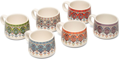 Arrabi Pack of 6 Ceramic(Multicolor, Cup Set)