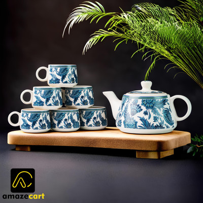 Amazecart Pack of 7 Ceramic FLORAL(Multicolor, Cup Set)