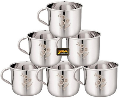 YM Stainless Steel Pack of 6 Stainless Steel Premium Tea & Coffee Cup 140ml(Silver, Cup Set)