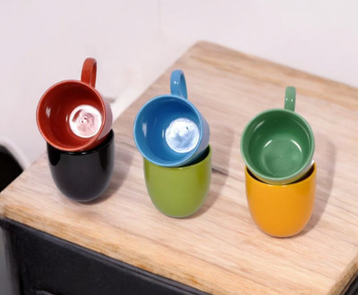 TrulyCeramics Pack of 6 Ceramic Multiuse Dinning cups pack of 6 ceramic 08(Multicolor, Cup Set)