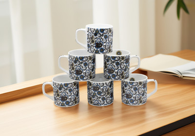 laghima jadon Pack of 6 Ceramic Tea/Coffee Cups Colourful Crafting Design Printed Beautiful 200 ML(Multicolor, Cup Set)