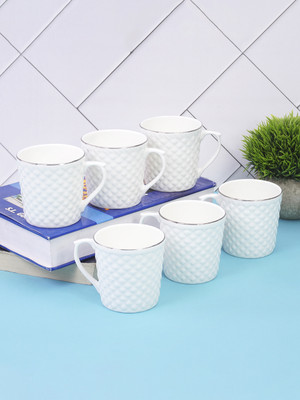 UPC Pack of 6 Ceramic Premium Cup Set, Tea Cup Set, Tea Set Or Coffee Cup For kitchen.(White, Cup Set)