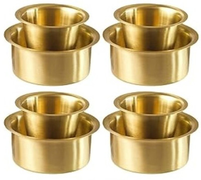 VKAK Pack of 8 Brass South Indian Brass Coffee Cup / Madrasi Filter & Kumbakonam Coffee Dabara Set(Gold, Cup and Saucer)