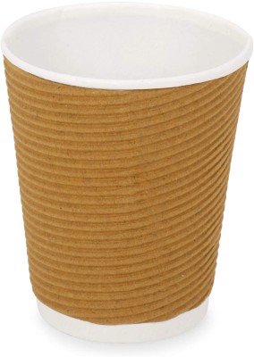 ABPP Pack of 25 Paper Disposable Ripple Cup for hot coffee or tea - 150ml - Pack of 25(Brown, Cup)