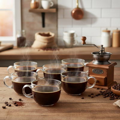 KS enterprise Pack of 1 Glass 140ML TEA ROUND CUPAV(Clear, Cup)