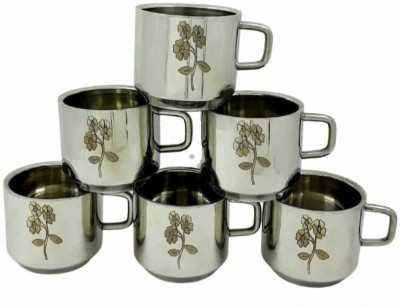 akashmetal Pack of 6 Stainless Steel Premium Tea & Coffee Cup(Silver, Cup Set)