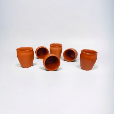 TATV QALAA Pack of 6 Ceramic Terracotta Clay Glass Reusable & Multi-Purpose Kulhad Set/Tea Cup(125ml)(Beige, Cup Set)