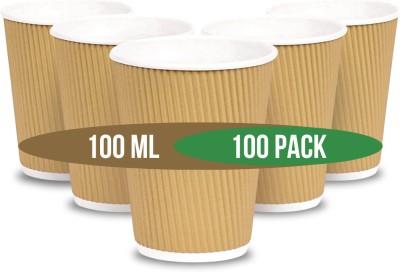 KHAANA PACKAGING Pack of 100 Paper RIPPLE PAPER CUPS, USES IN COFFEE, TEA, CAPPUCCINO AND OTHER HOT & COLD BEVERAGE(Brown, Cup Set)