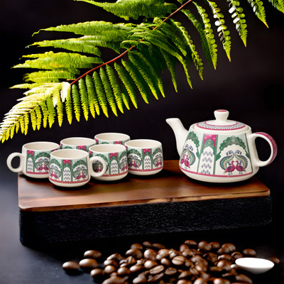 Amazecart Ceramic PEACOCK MS(Multicolor, Cup Set)