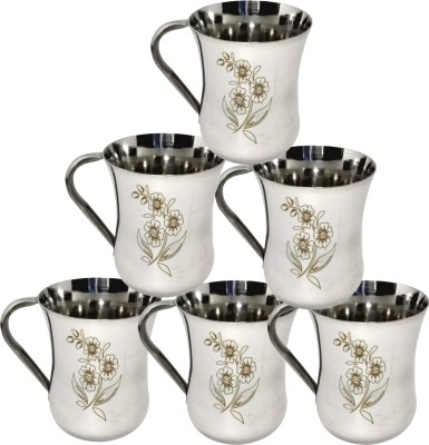 Shivaya Pack of 6 Stainless Steel Stainless Steel Tea/Coffee/Milk Cup Set of 6 ( Silver, Cup Set 150 ML )(Silver, Cup Set)
