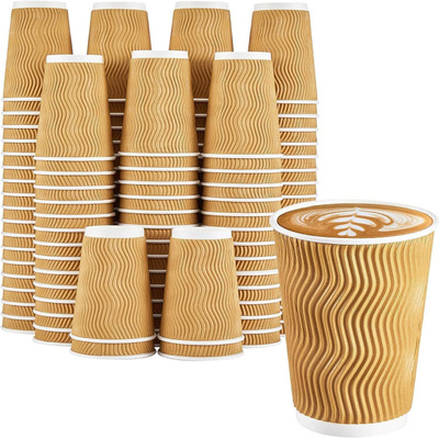 UCORPS Pack of 100 Paper 150ml Ripple Cups For Hot & Cold Beverages, Ideal For Tea, Coffee Etc.(Brown, Cup)