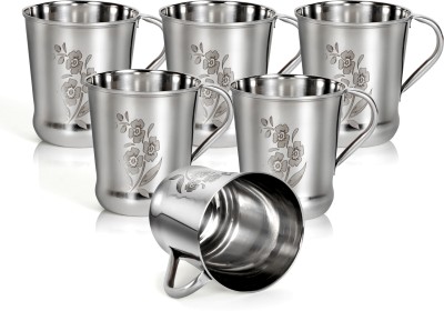Q4S Pack of 6 Stainless Steel Premium Coffee and Tea Cup 180ml(Silver, Cup Set)