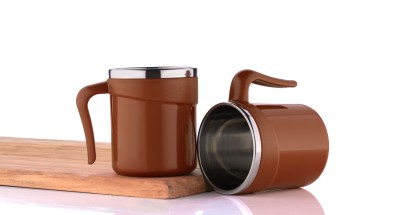 Flipkart SmartBuy Pack of 2 Plastic, Stainless Steel Cup Set, Tea Cups Set, Tea Cup, Tea Cups, Coffee Cup(Brown, Cup Set)