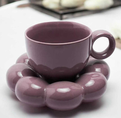 The xstoree Pack of 1 Ceramic TXS_PURPURE_BUBBLE_C/S_1(Purple, Cup and Saucer Set)