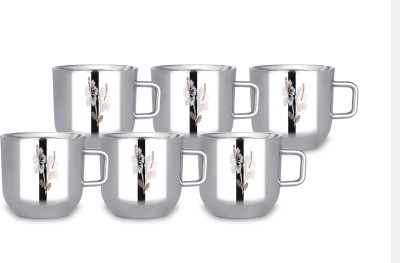 CuisineCove Pack of 6 Stainless Steel Double wall Stainless Steel Apple Tea & Coffee Cups(Steel, Cup Set)