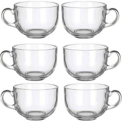 Krishna Creation Pack of 6 Glass European Glass Coffee Mug(Steel, Cup Set)