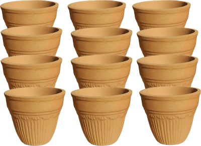 The Home Care Pack of 12 Ceramic Terracotta Mitti Kulhad/Kullad Pottery Tea Cups Clay Glass Chai Coffee Milk Curd(Brown, Cup Set)