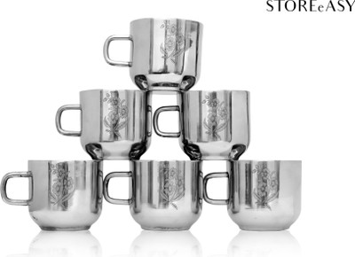 STOREeASY Pack of 6 Stainless Steel Double Wall Laser Steel Cup Set(Steel, Cup Set)