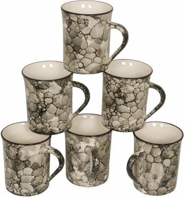 Raj Royal Pack of 6 Ceramic Glossy Ceramic Brown Milk Coffee Tea Ceramic Mug Ceramic Mugs (300ML Each)(Brown, Cup Set)