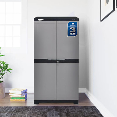 Nilkamal Freedom FMM Plastic Cabinet for Multipurpose Storage Solution|Bedroom|Kids Room Plastic Almirah(Finish Color - Grey and Charcoal Grey, DIY(Do-It-Yourself))