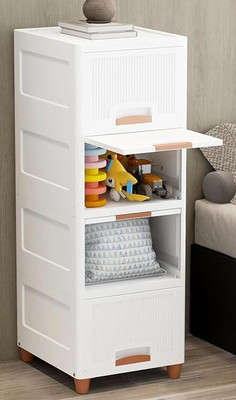 Lifestyle easy SAN01 Plastic 4 Door Wardrobe(Finish Color - WHITE, DIY(Do-It-Yourself))