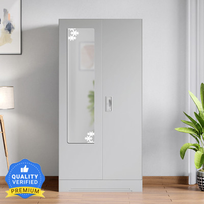 Godrej Interio Slimline 2 Door with Locker and Drawer and Star Design Mirror Metal Almirah(Finish Color - Body & Door: Royal Ivory, Knock Down)