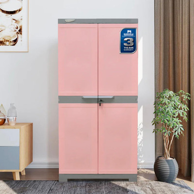 Nilkamal Freedom FMM Plastic Cabinet for Multipurpose Storage Solution|Bedroom|Kids Room Plastic Almirah(Finish Color - Crisp Onion/Haze Grey, DIY(Do-It-Yourself))
