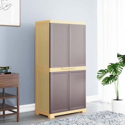 Nilkamal Freedom FMM Plastic Cabinet for Multipurpose Storage Solution|Bedroom|Kids Room Plastic Almirah(Finish Color - Weathered Brown & Biscuit, DIY(Do-It-Yourself))
