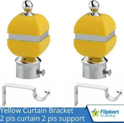 Flipkart SmartBuy Yellow Curtain Knobs, Rod Rail Bracket Metal(Pack of 2)