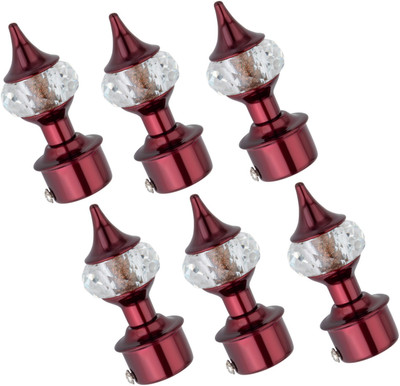 Ghazian Maroon Curtain Knobs, Rod Rail Bracket Metal(Pack of 6)