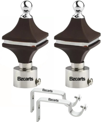 Bzcarts Black Curtain Knobs, Rod Rail Bracket, Curtain Hooks Metal(Pack of 2)