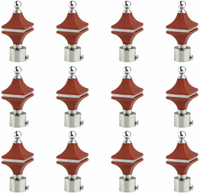 Inkart Brown Rod Rail Bracket, Curtain Knobs Metal(Pack of 12)