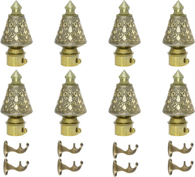 ZAPEX Gold Curtain Knobs, Rod Rail Bracket Metal(Pack of 8)