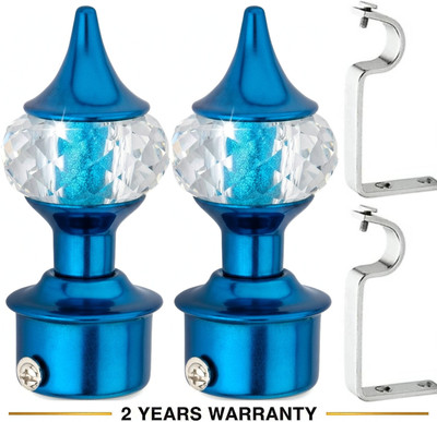 Ghazian Blue Curtain Knobs, Rod Rail Bracket Metal(Pack of 4)