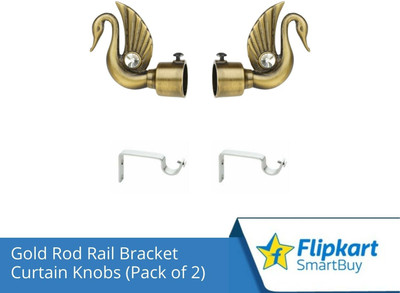 Flipkart SmartBuy Gold Curtain Knobs, Rod Rail Bracket Metal(Pack of 2)