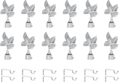 RKOING Silver Curtain Knobs, Rod Rail Bracket Metal(Pack of 12)