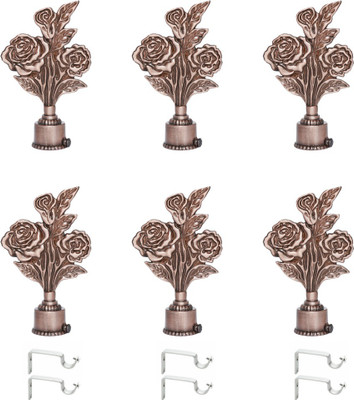 Inkart Brown Curtain Knobs, Rod Rail Bracket Metal(Pack of 6)