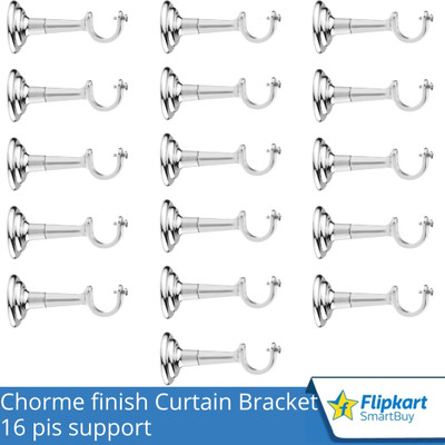 Flipkart SmartBuy Silver Curtain Knobs, Rod Rail Bracket Metal(Pack of 16)