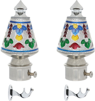 Inkart Silver Curtain Knobs, Rod Rail Bracket Metal(Pack of 2)