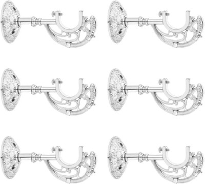 RKOING Silver Rod Rail Bracket, Curtain Knobs Metal(Pack of 6)