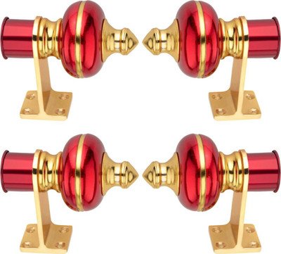 HOZIL Red Rod Rail Bracket, Curtain Hooks, Curtain Knobs Metal(Pack of 4)
