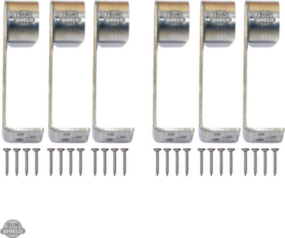 Sun Shield Silver Rod Rail Bracket Metal(Pack of 6)