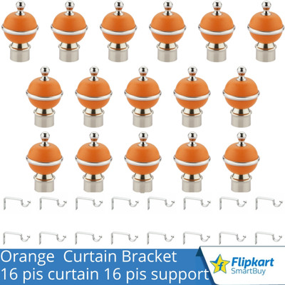 Flipkart SmartBuy Orange Curtain Knobs, Rod Rail Bracket Metal(Pack of 16)