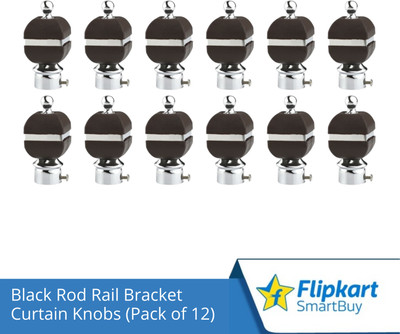 Flipkart SmartBuy Black Curtain Knobs, Rod Rail Bracket Metal(Pack of 12)