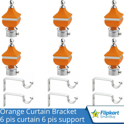 Flipkart SmartBuy Orange Curtain Knobs, Rod Rail Bracket Metal(Pack of 6)