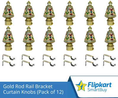Flipkart SmartBuy Multicolor Curtain Knobs, Rod Rail Bracket Metal(Pack of 12)